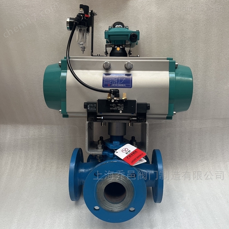 双电控气动沥青保温三通旋塞阀.jpg 双电磁阀控制气动保温三通沥青阀